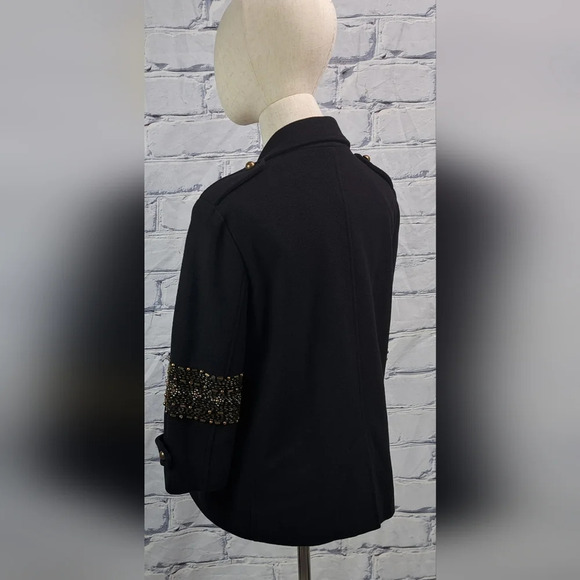 Gryphon New York Beaded Pea Coat Winter Jacket Military Wool Cashmere sz Medium - Picture 2 of 15